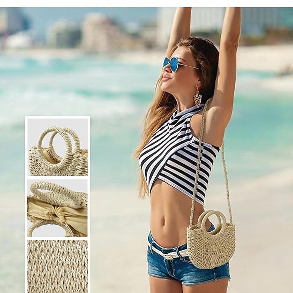 Straw shoulder bags